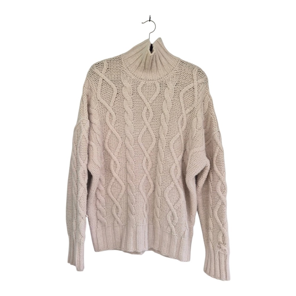 Vanessa Bruno Sahel Sweater L Cream Cable Knit Wool Alpaca Turtleneck Italy